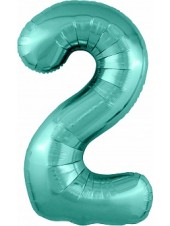 Фольгированный шар с гелием "Цифра 2, Бискайский зеленый" 102 см